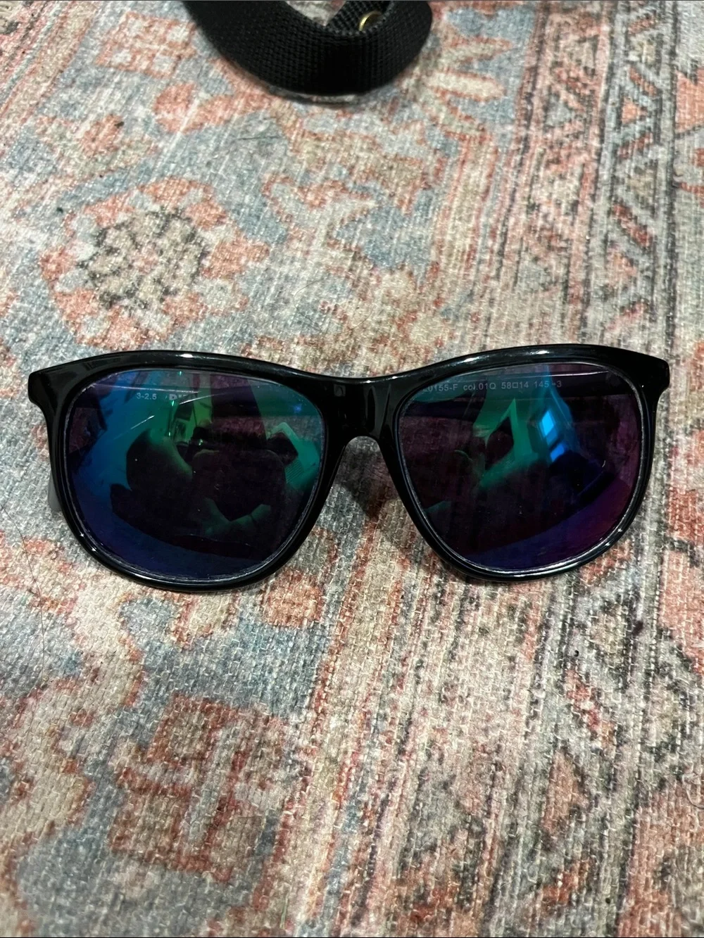 Diesel Men’s Black Frame Sunglasses with Blue-Green Mirrored Lenses